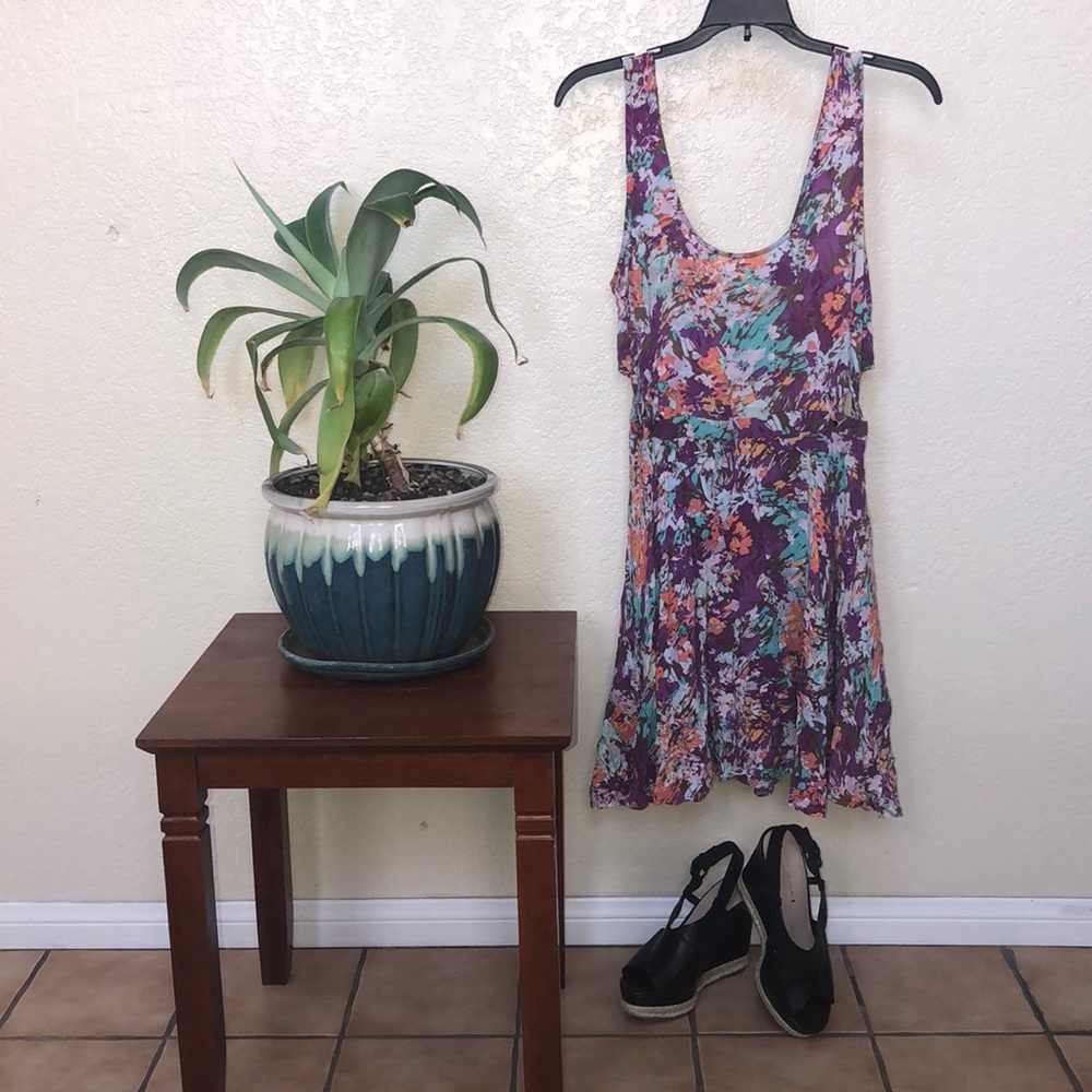 Colorful dress with side lacing detail